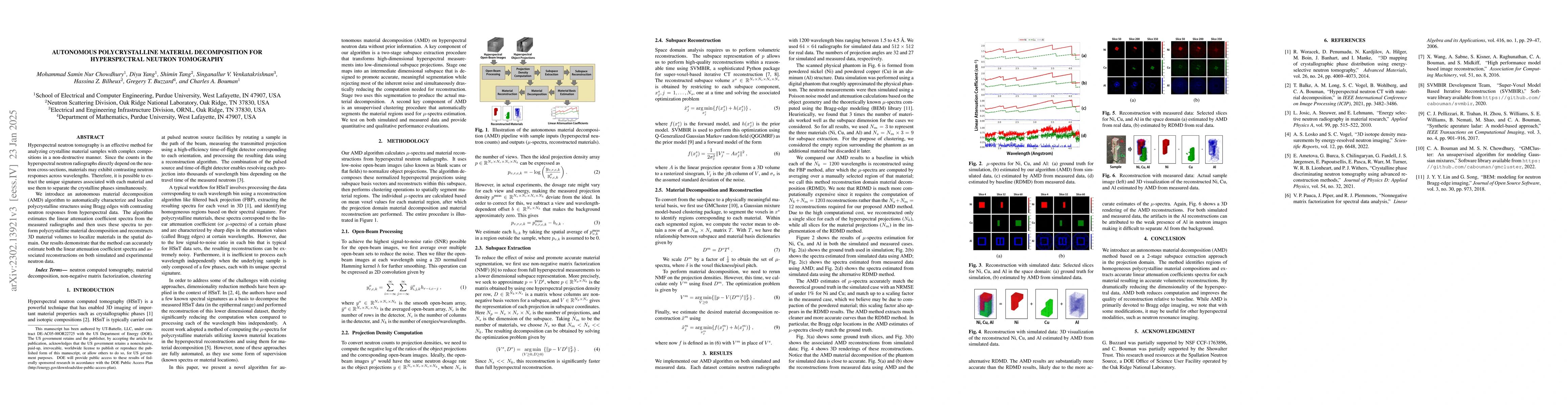 Thumbnail for Autonomous Polycrystalline Material Decomposition for Hyperspectral
  Neutron Tomography