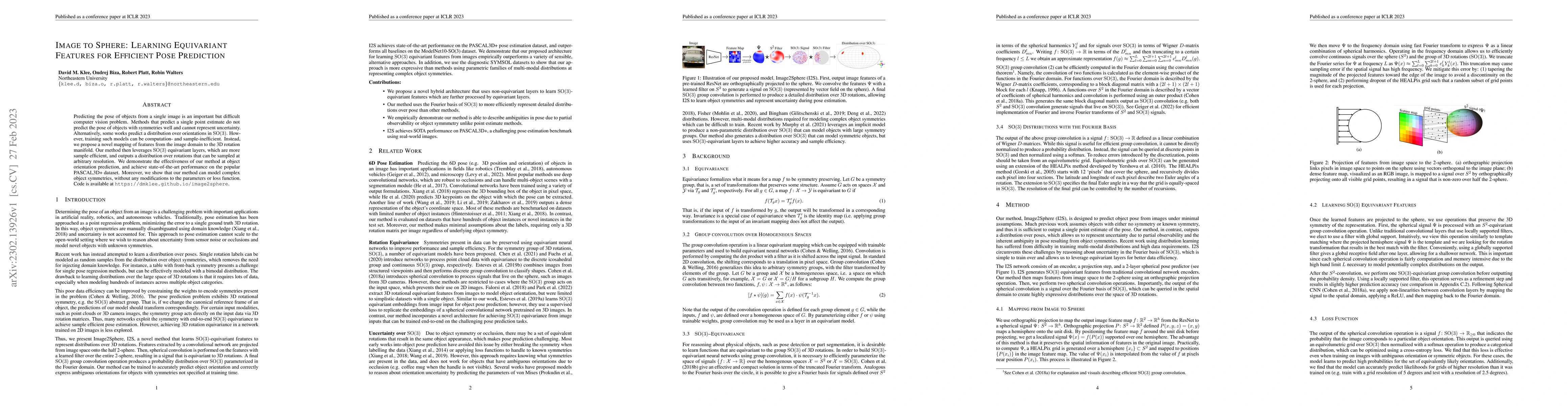 Thumbnail for Image to Sphere: Learning Equivariant Features for Efficient Pose
  Prediction