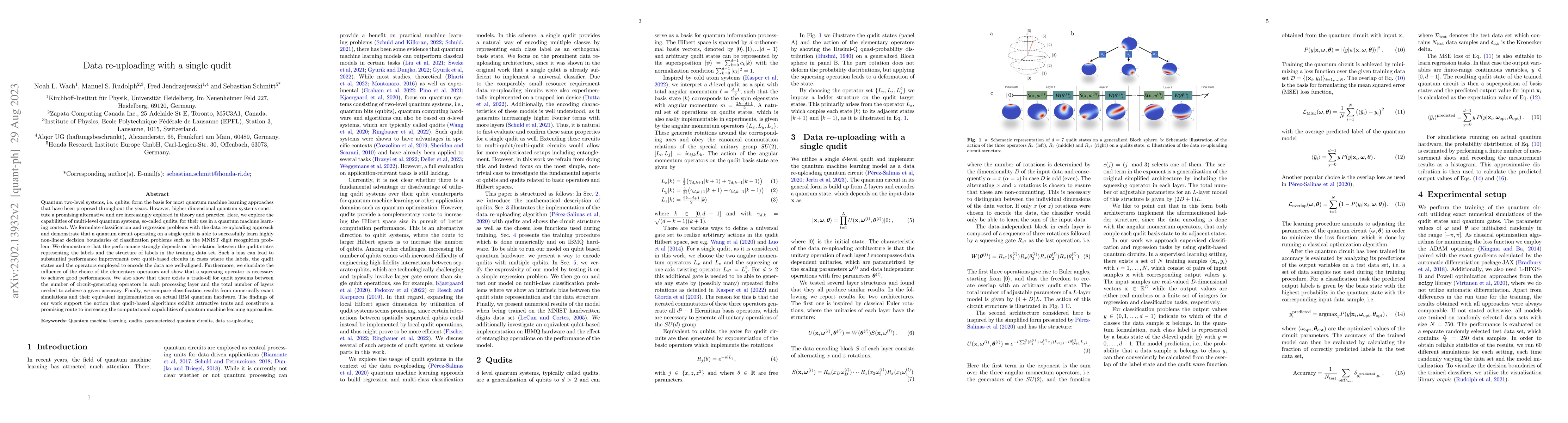 Thumbnail for Data re-uploading with a single qudit