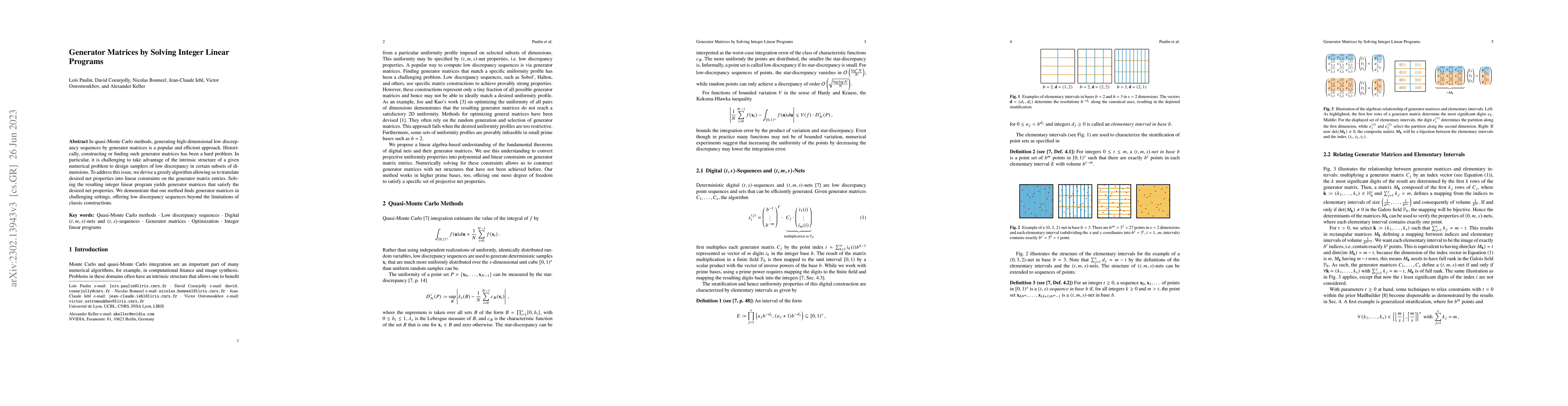Thumbnail for Generator Matrices by Solving Integer Linear Programs