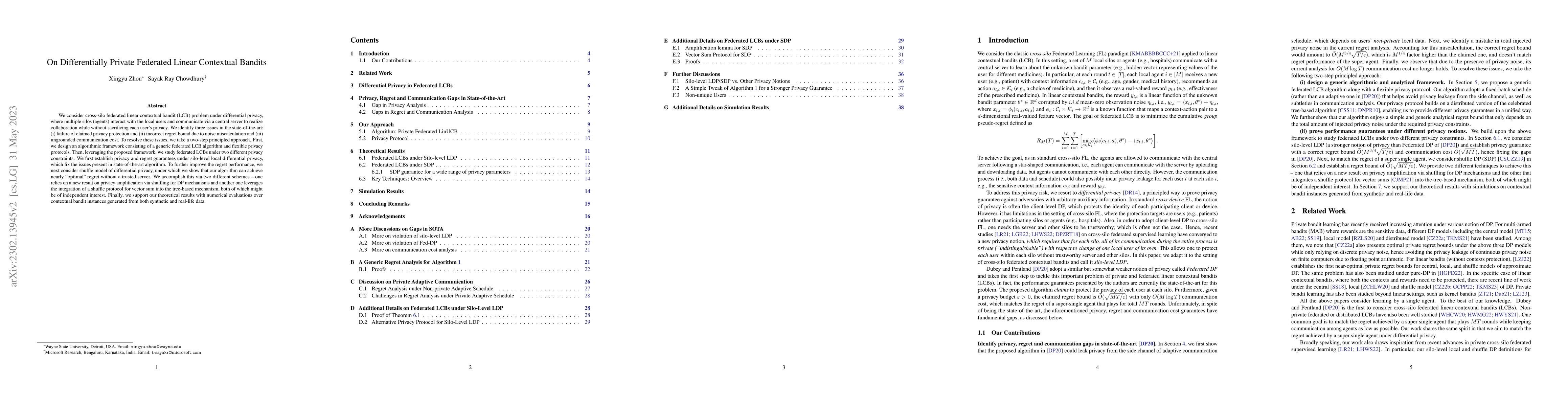 Thumbnail for On Differentially Private Federated Linear Contextual Bandits