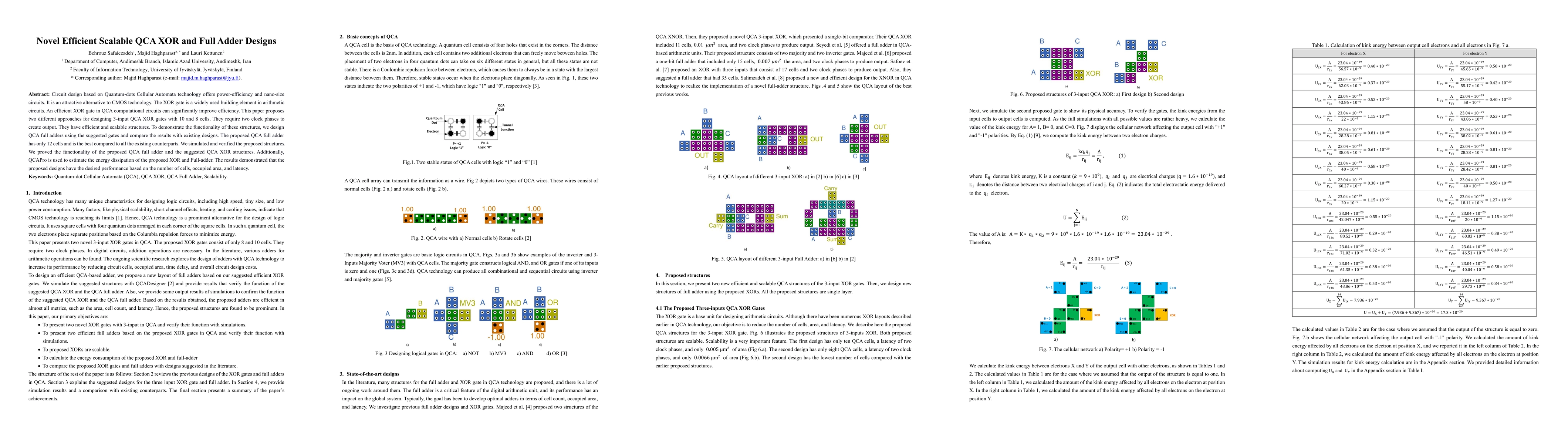 Thumbnail for Novel Efficient Scalable QCA XOR and Full Adder Designs