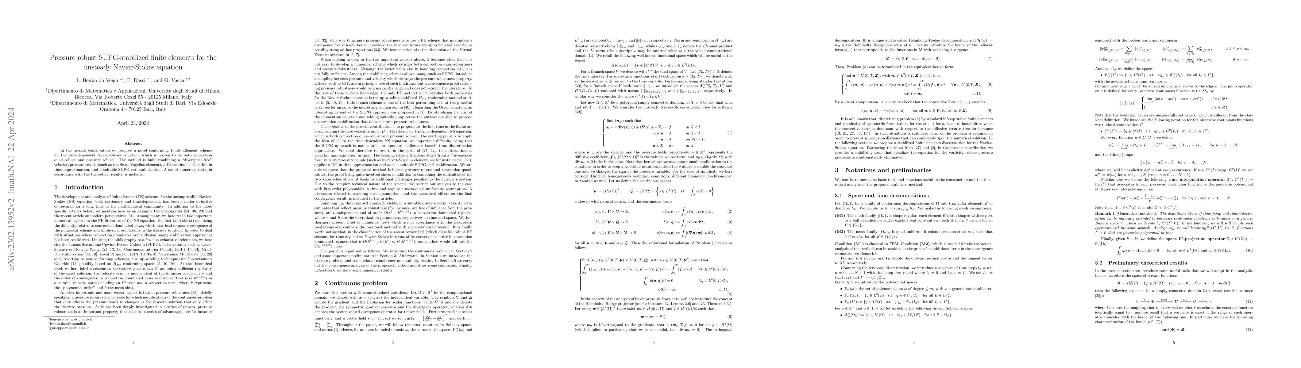 Thumbnail for Pressure robust SUPG-stabilized finite elements for the unsteady
  Navier-Stokes equation