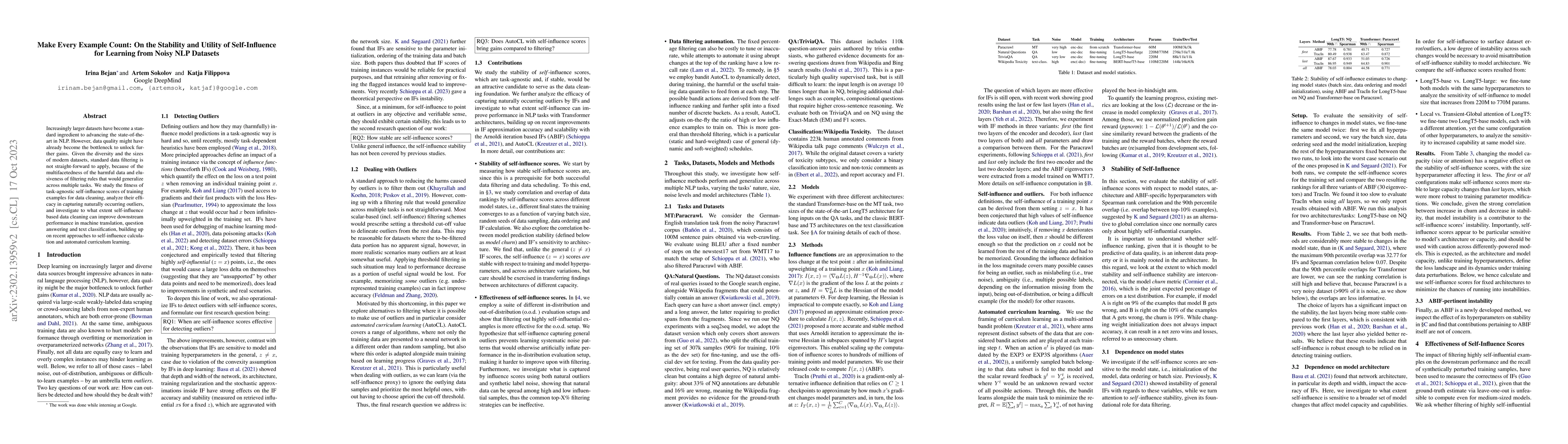 Thumbnail for Make Every Example Count: On the Stability and Utility of Self-Influence
  for Learning from Noisy NLP Datasets