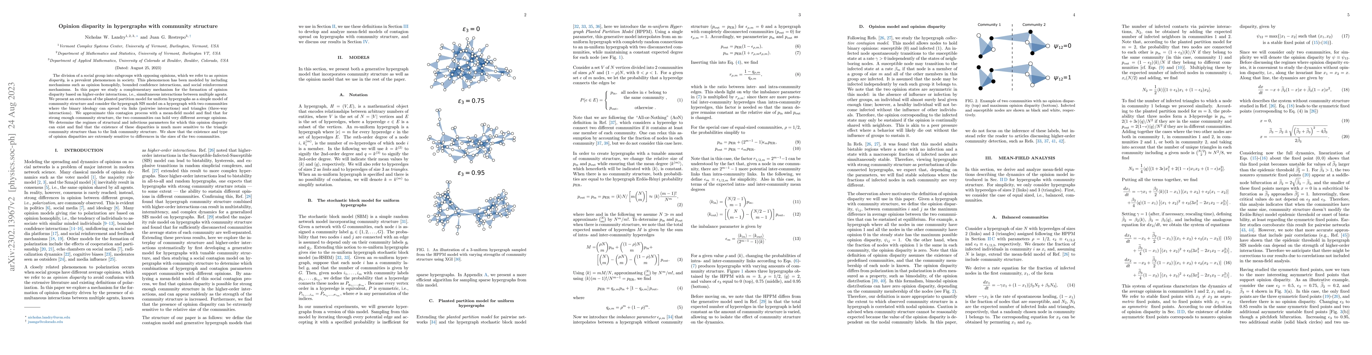 Thumbnail for Opinion disparity in hypergraphs with community structure