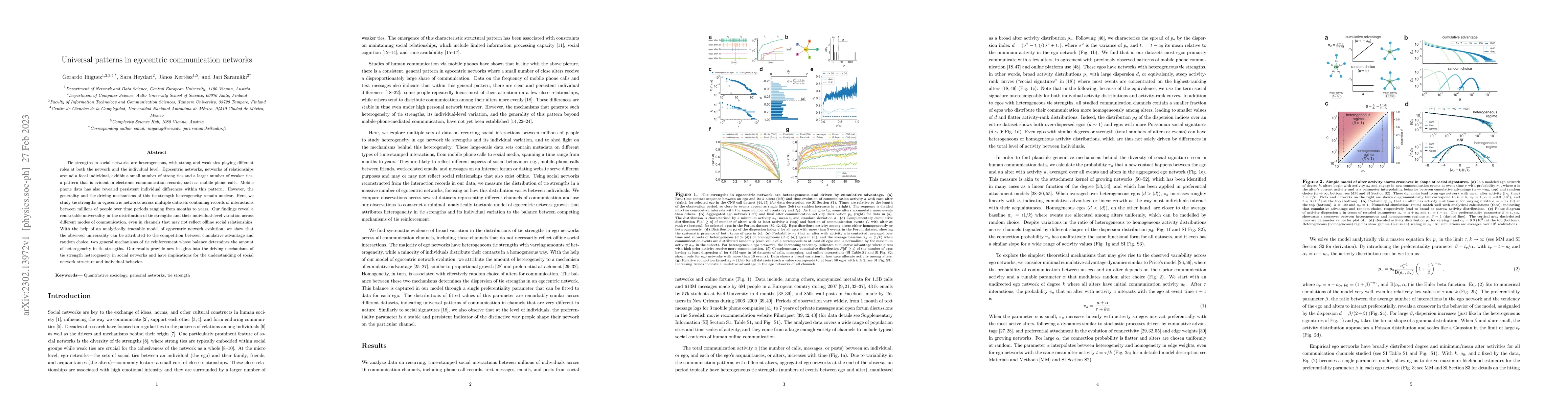 Thumbnail for Universal patterns in egocentric communication networks