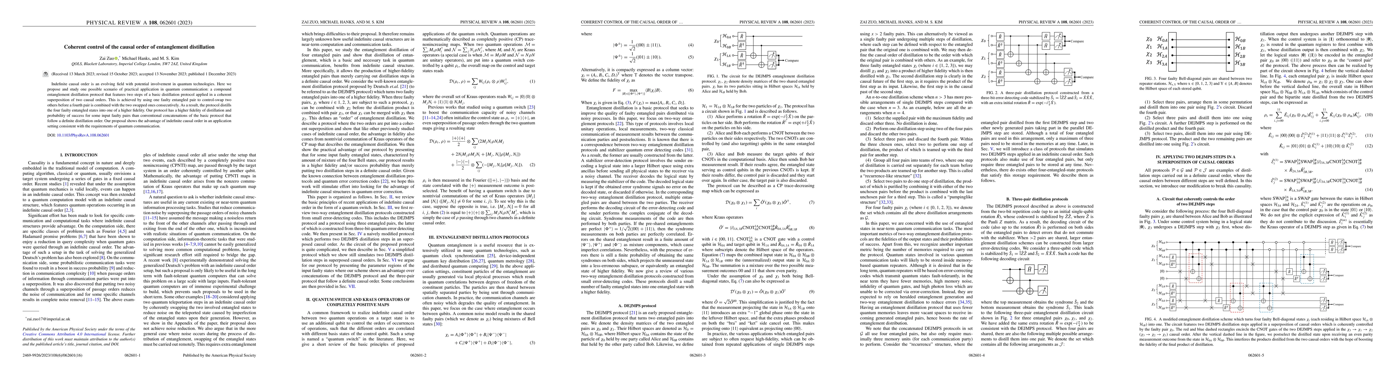 Thumbnail for Coherent control of the causal order of entanglement distillation