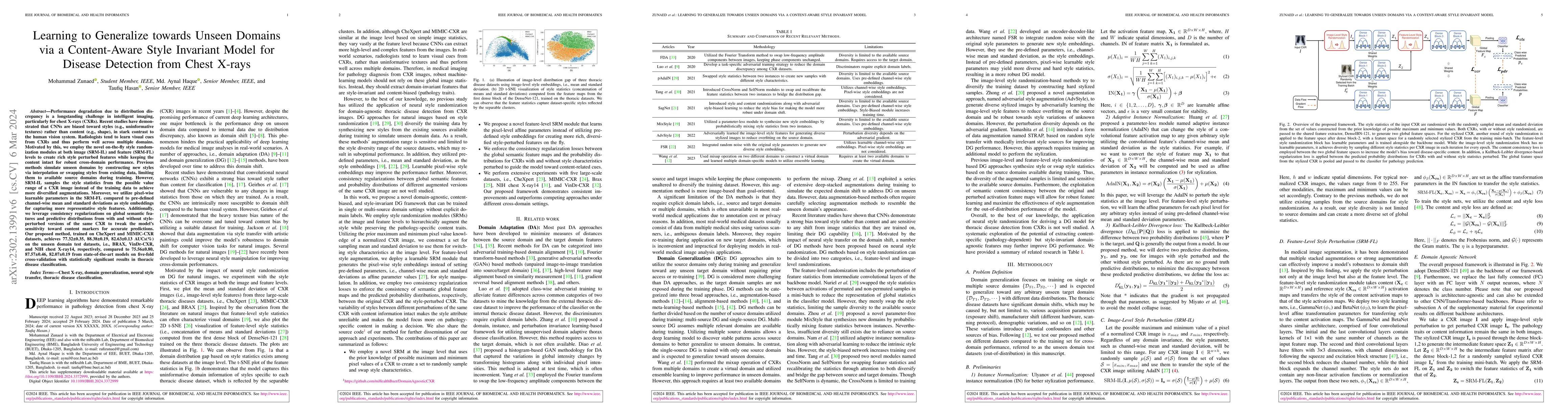 Thumbnail for Learning to Generalize towards Unseen Domains via a Content-Aware Style
  Invariant Model for Disease Detection from Chest X-rays