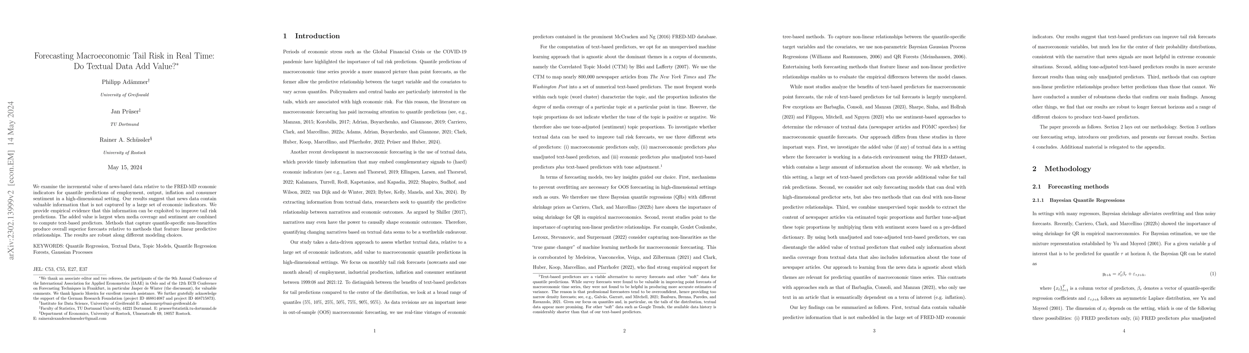 Thumbnail for Forecasting Macroeconomic Tail Risk in Real Time: Do Textual Data Add
  Value?