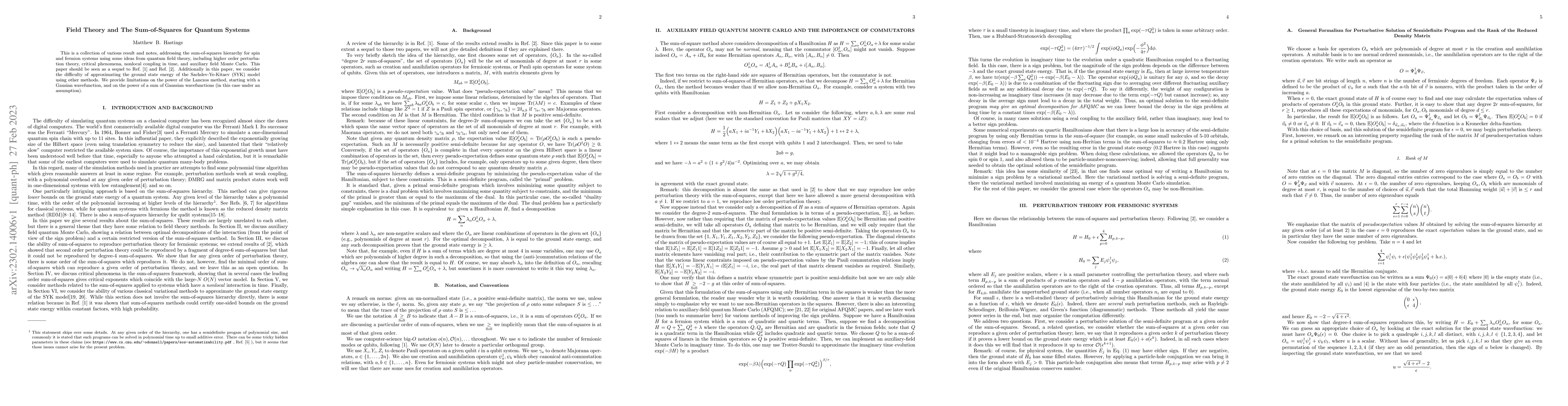 Thumbnail for Field Theory and The Sum-of-Squares for Quantum Systems