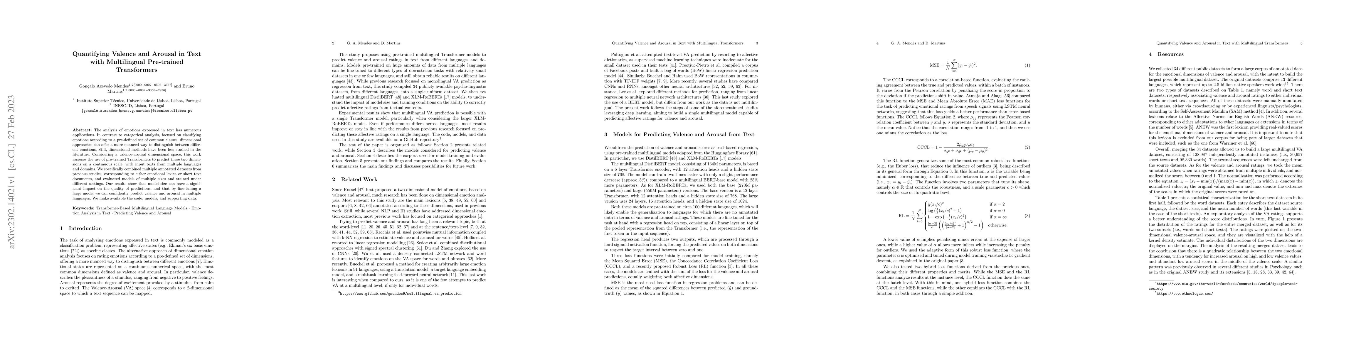 Thumbnail for Quantifying Valence and Arousal in Text with Multilingual Pre-trained
  Transformers