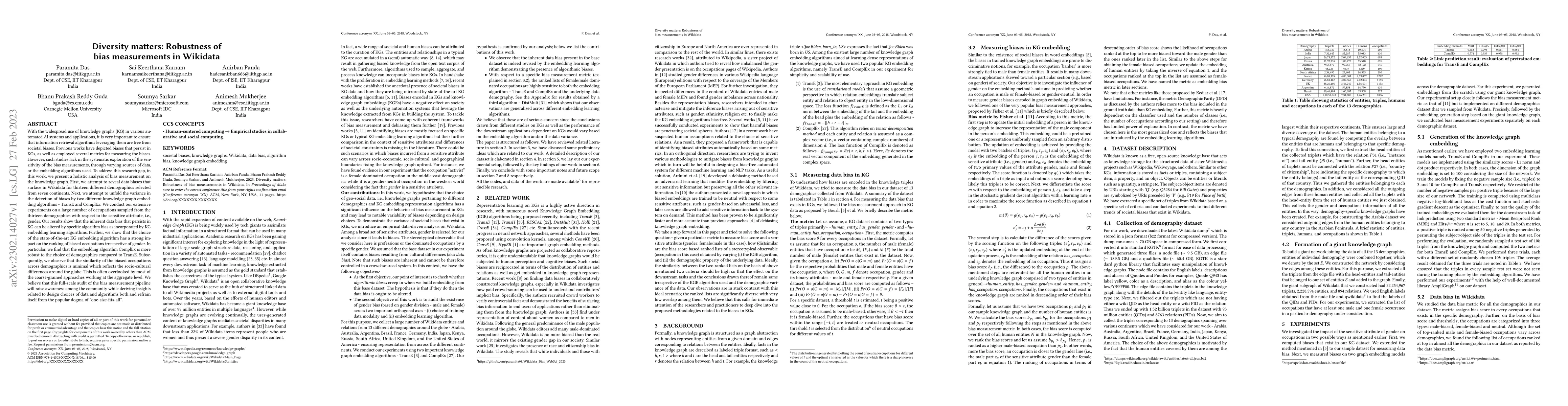 Thumbnail for Diversity matters: Robustness of bias measurements in Wikidata