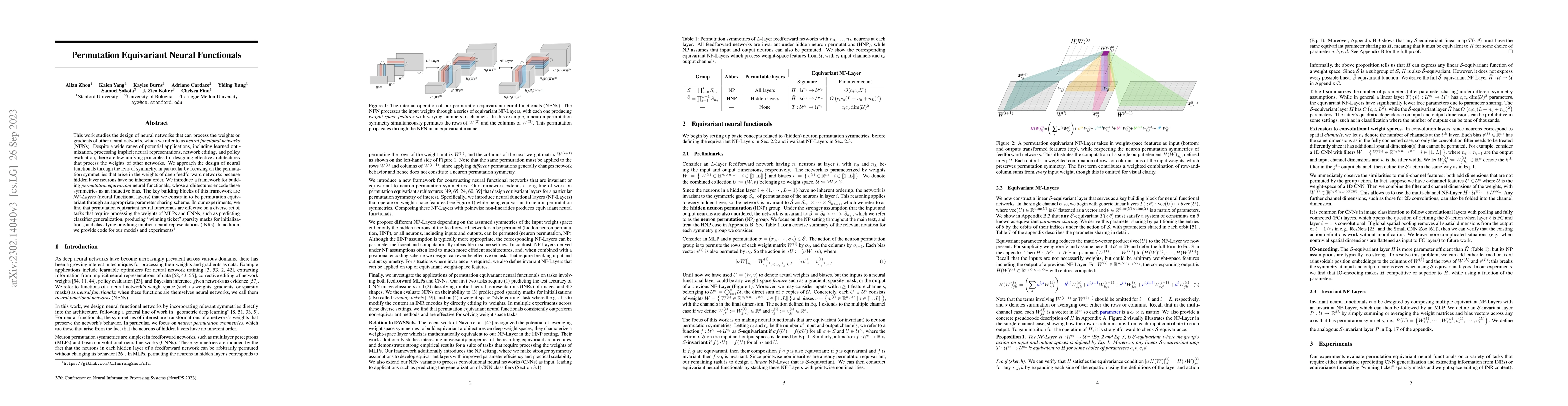 Thumbnail for Permutation Equivariant Neural Functionals