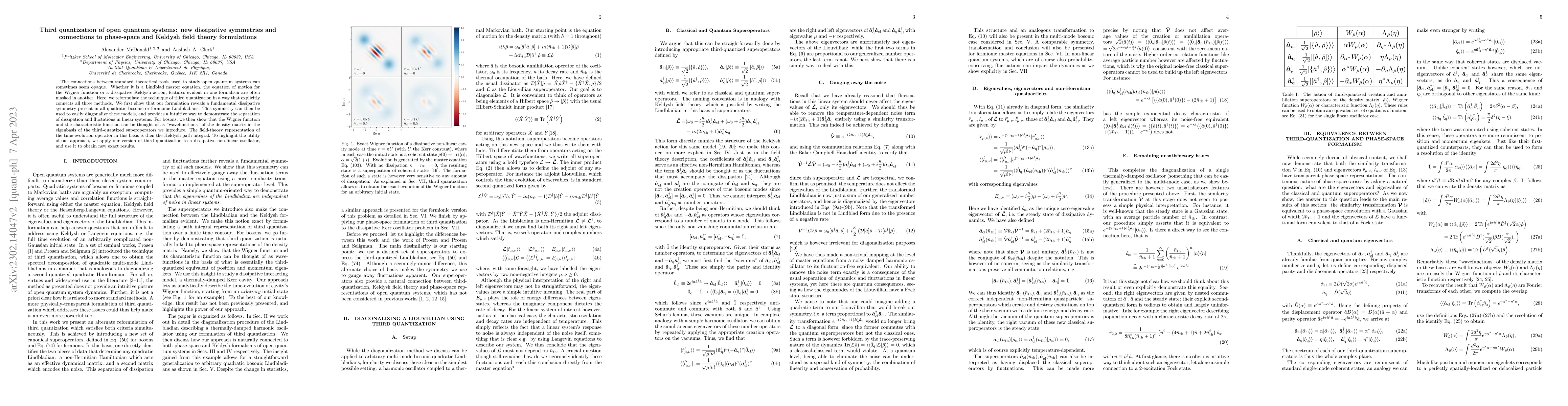 Thumbnail for Third quantization of open quantum systems: new dissipative symmetries
  and connections to phase-space and Keldysh field theory formulations