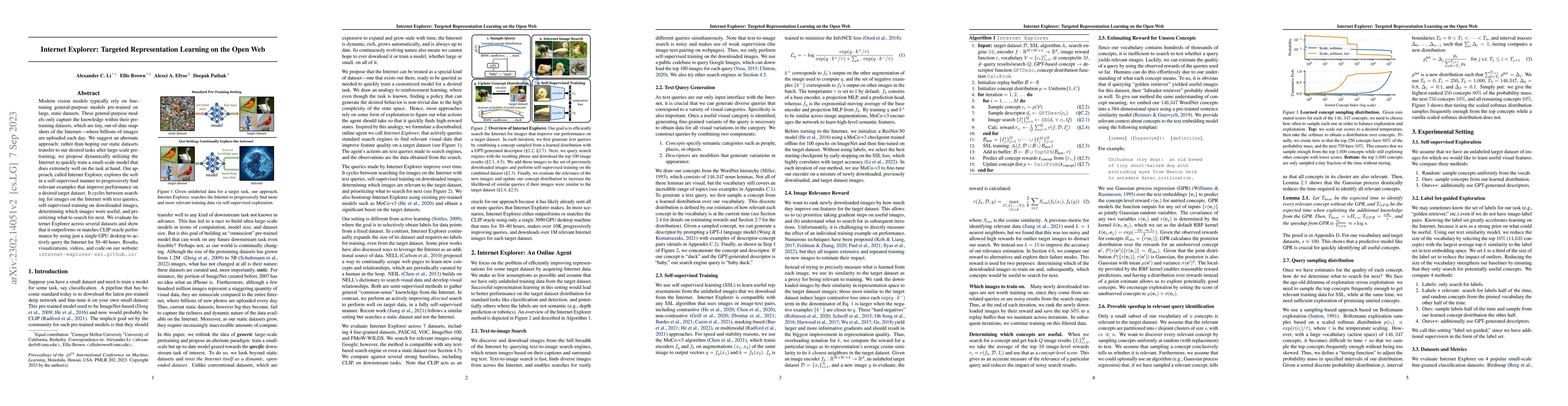 Thumbnail for Internet Explorer: Targeted Representation Learning on the Open Web
