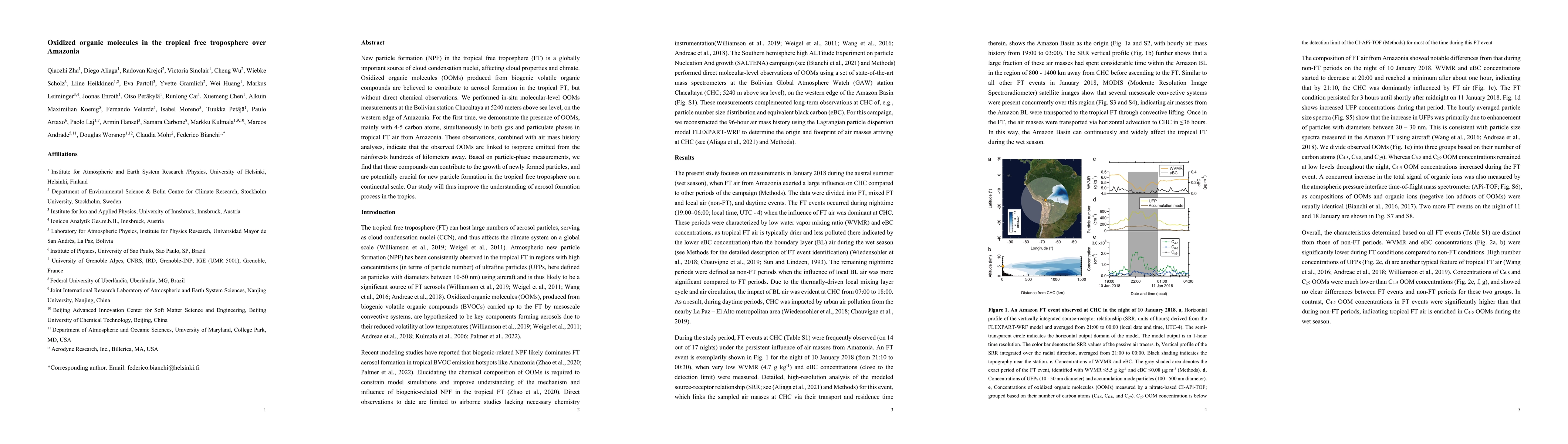 Thumbnail for Oxidized organic molecules in the tropical free troposphere over
  Amazonia