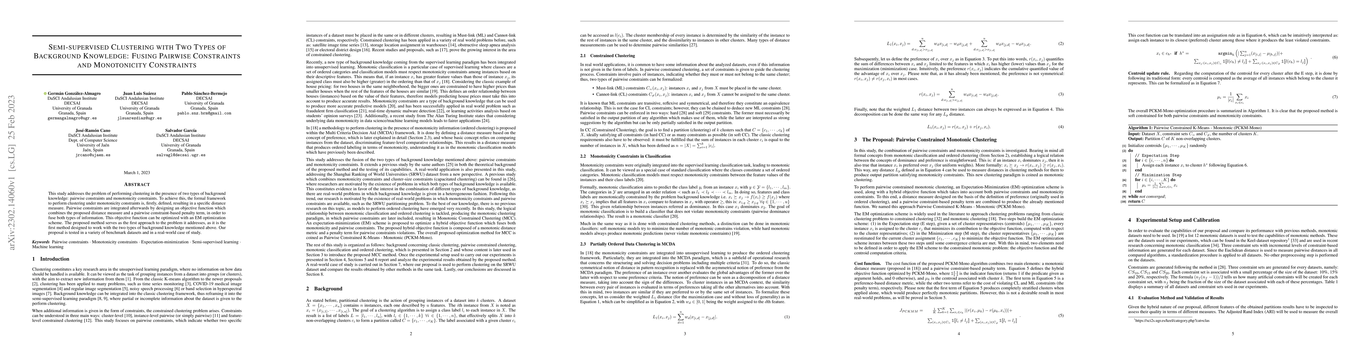 Thumbnail for Semi-supervised Clustering with Two Types of Background Knowledge:
  Fusing Pairwise Constraints and Monotonicity Constraints