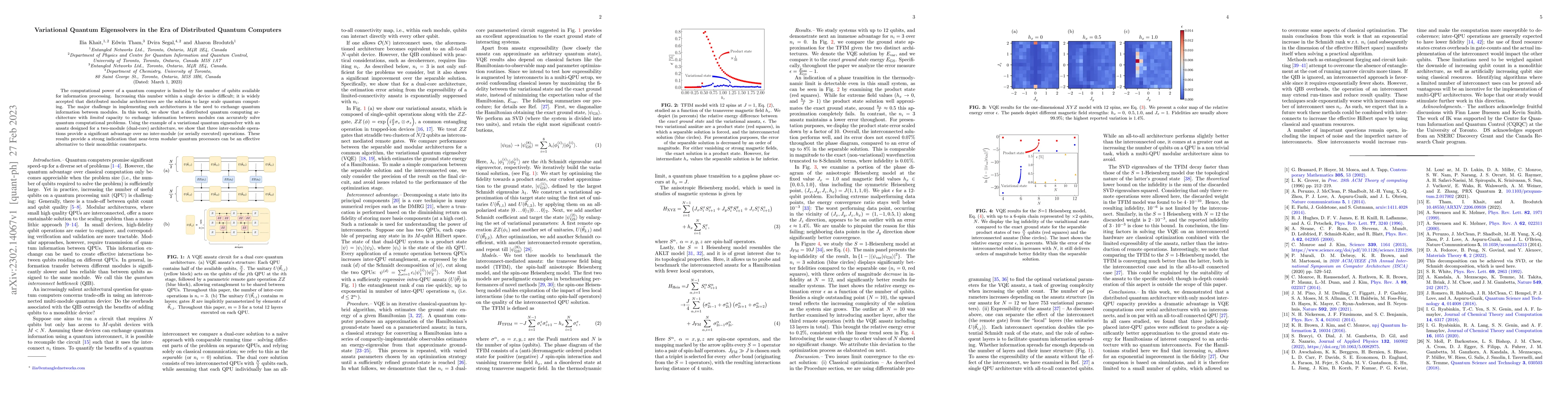 Thumbnail for Variational Quantum Eigensolvers in the Era of Distributed Quantum
  Computers