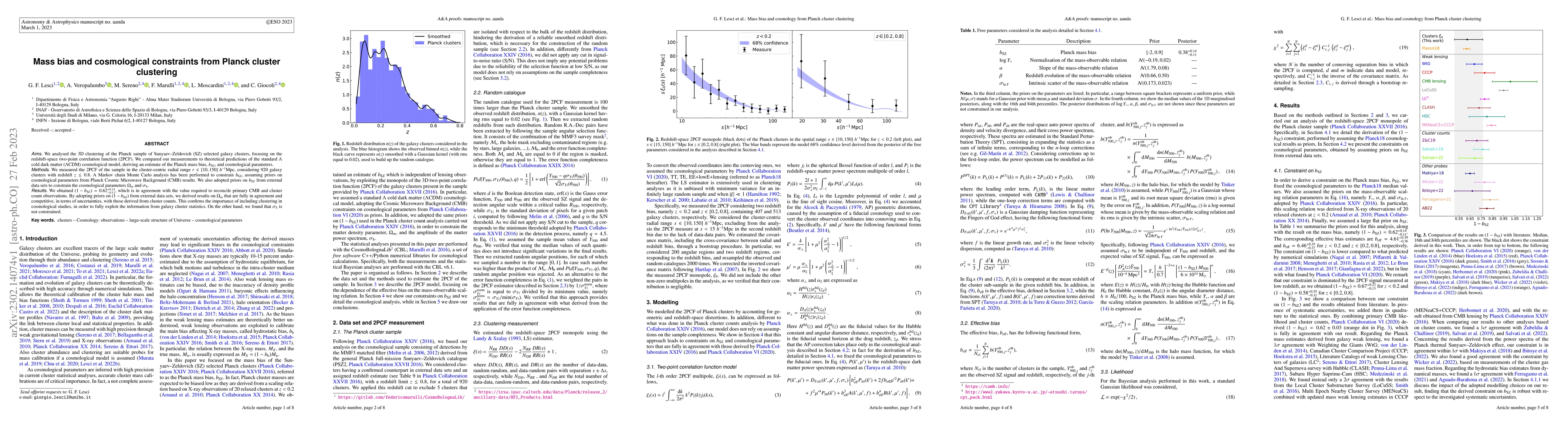 Thumbnail for Mass bias and cosmological constraints from Planck cluster clustering