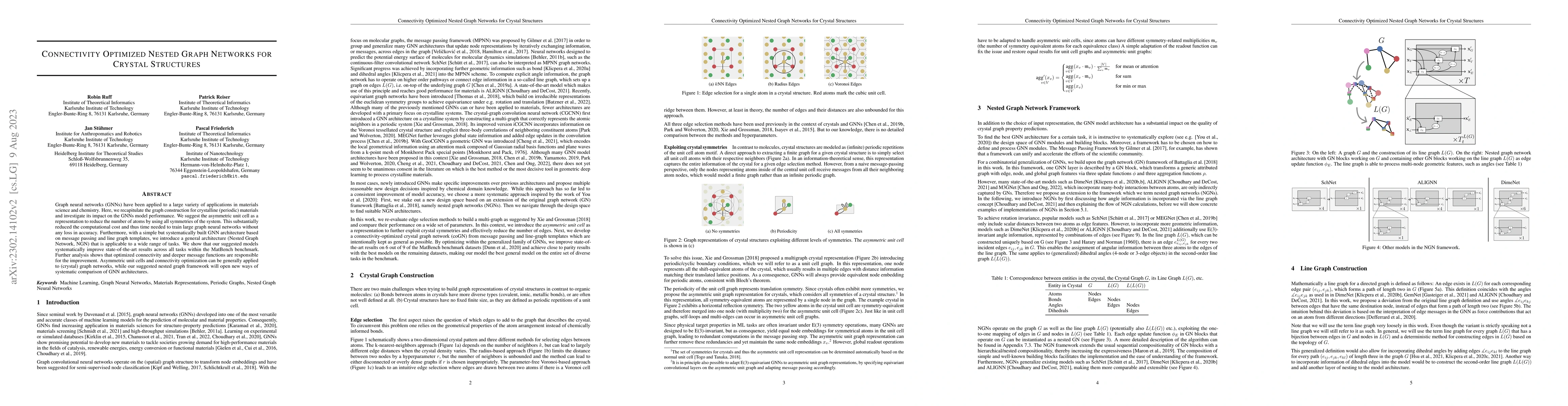 Thumbnail for Connectivity Optimized Nested Graph Networks for Crystal Structures