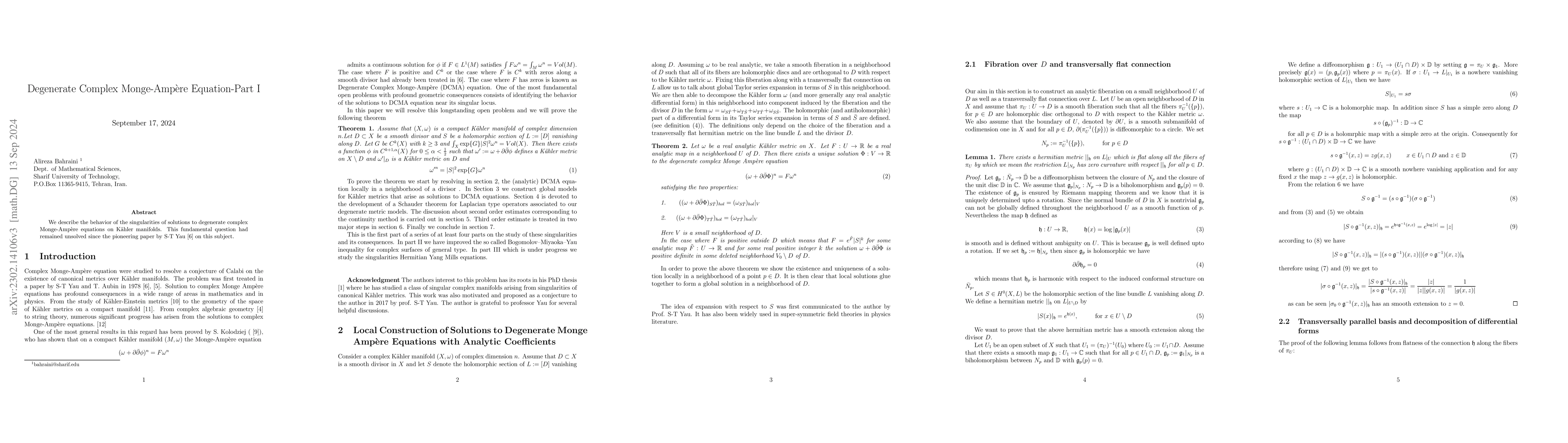 Thumbnail for Degenerate Complex Monge Ampere Equation Part I