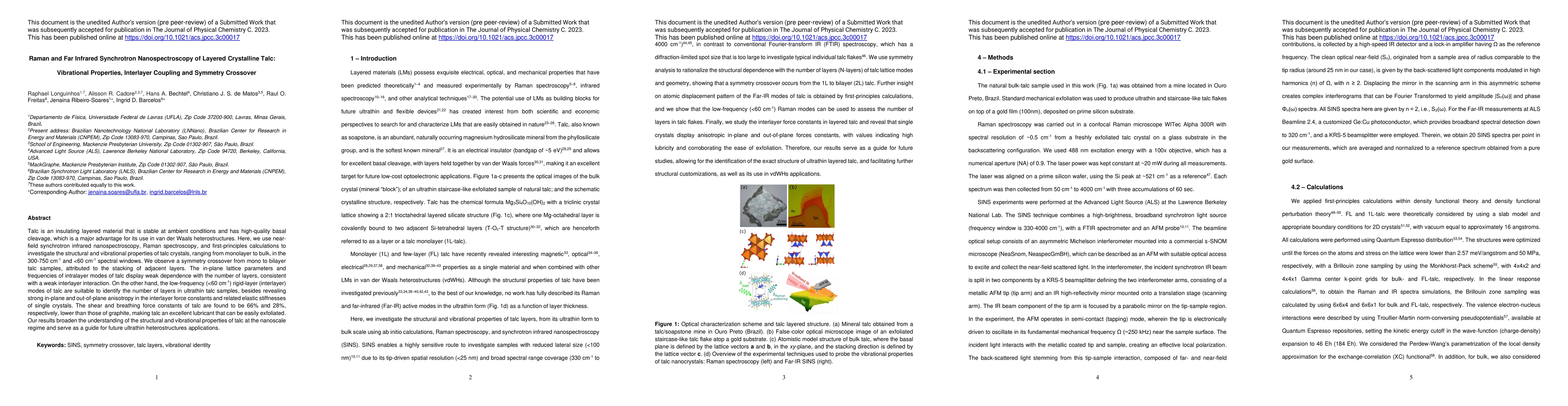 Thumbnail for Raman and Far Infrared Synchrotron Nanospectroscopy of Layered
  Crystalline Talc: Vibrational Properties, Interlayer Coupling and Symmetry
  Crossover