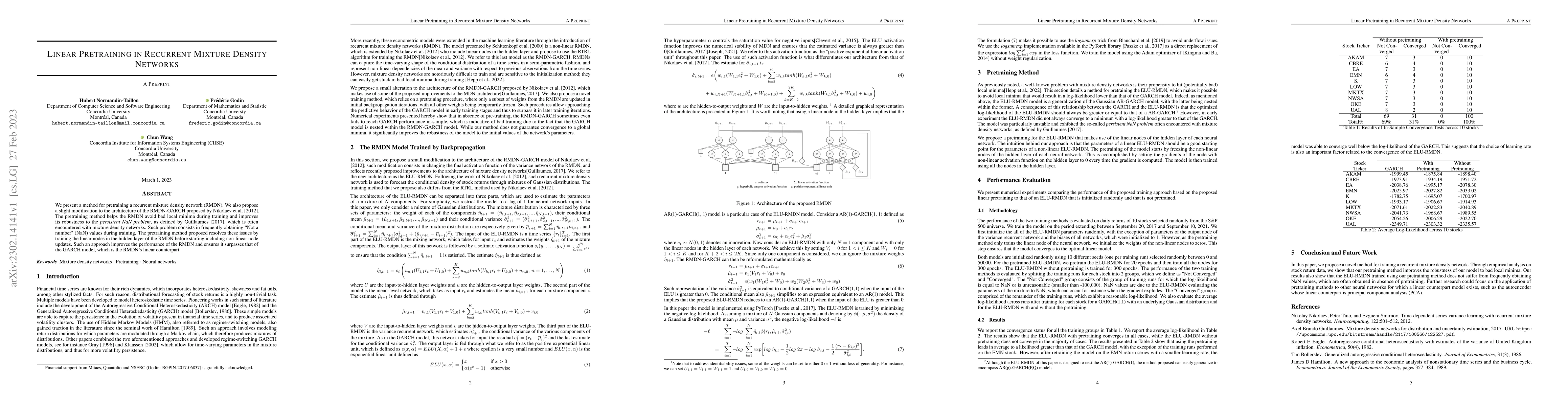 Thumbnail for Linear pretraining in recurrent mixture density networks