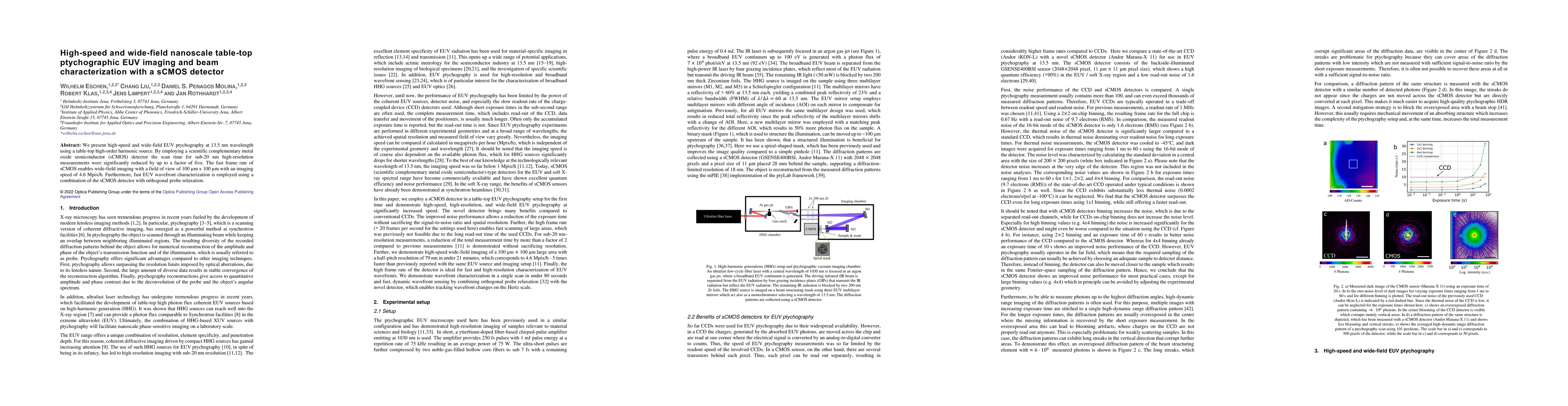 Thumbnail for High-speed and wide-field nanoscale table-top ptychographic EUV imaging
  and beam characterization with a sCMOS detector