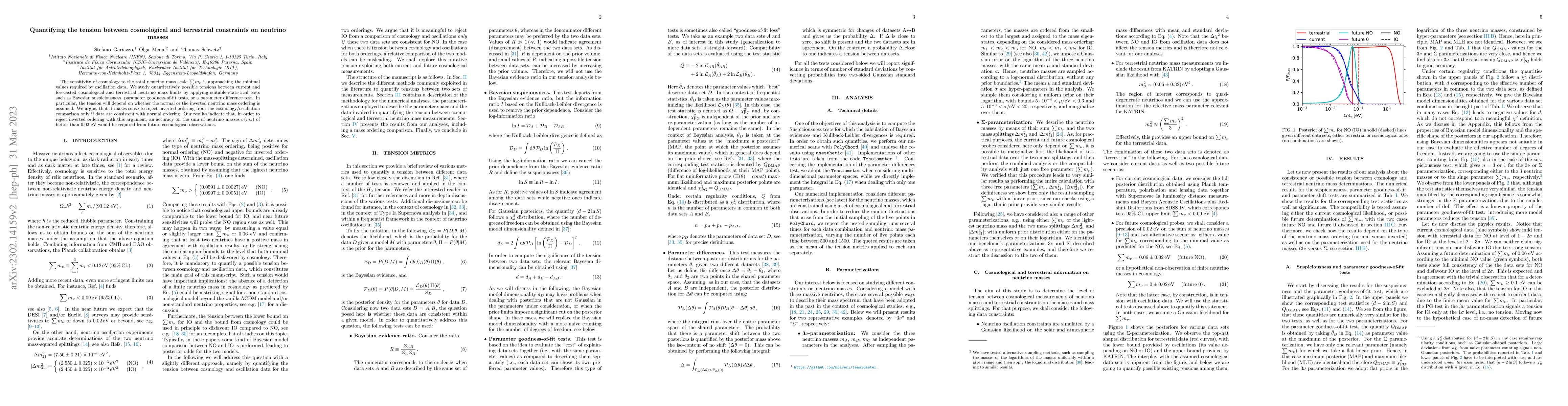 Thumbnail for Quantifying the tension between cosmological and terrestrial constraints
  on neutrino masses