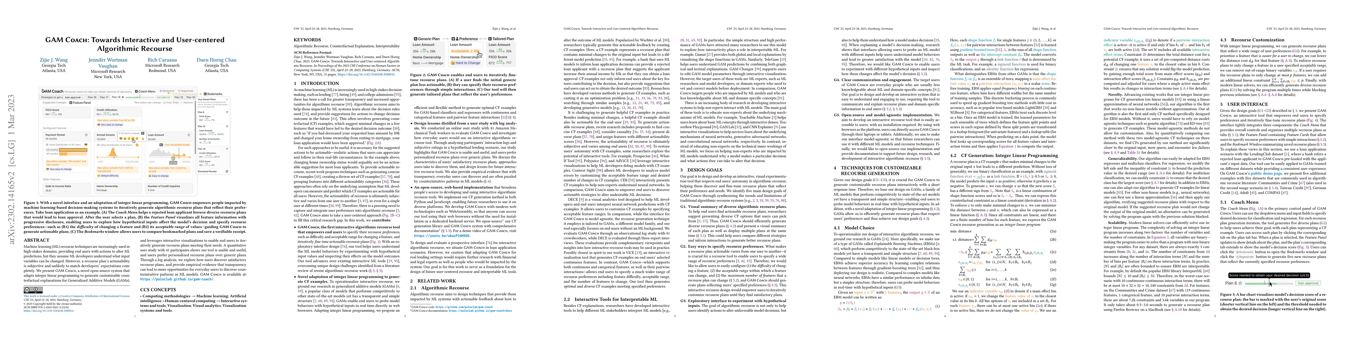 Thumbnail for GAM Coach: Towards Interactive and User-centered Algorithmic Recourse