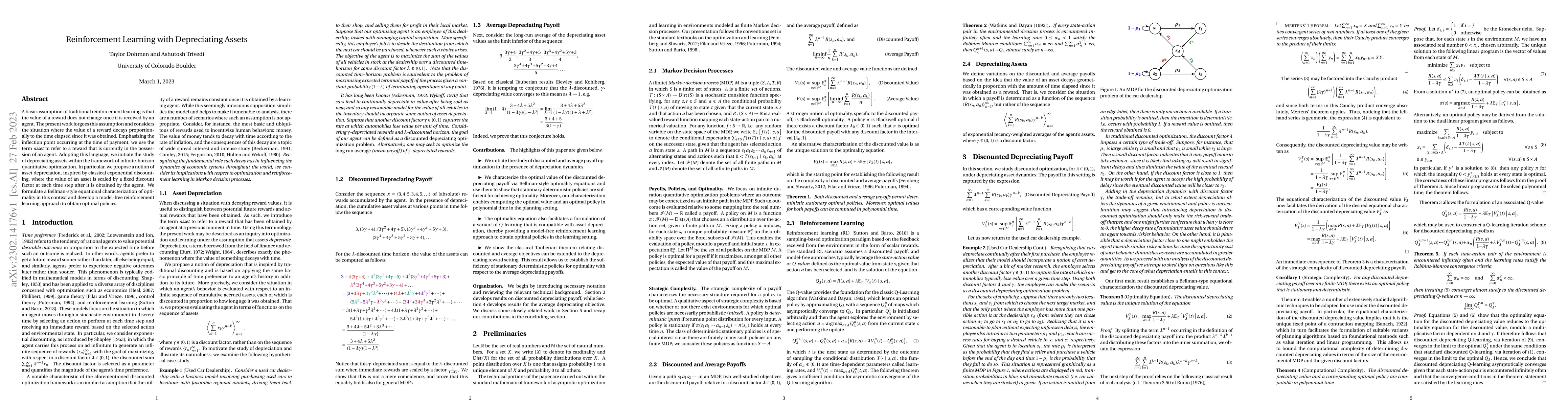 Thumbnail for Reinforcement Learning with Depreciating Assets