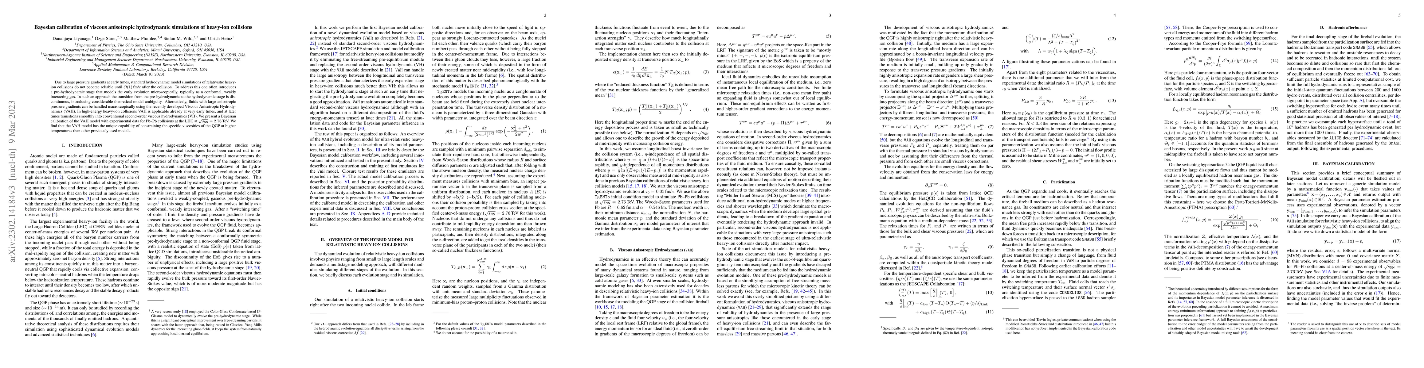 Thumbnail for Bayesian calibration of viscous anisotropic hydrodynamic simulations of
  heavy-ion collisions