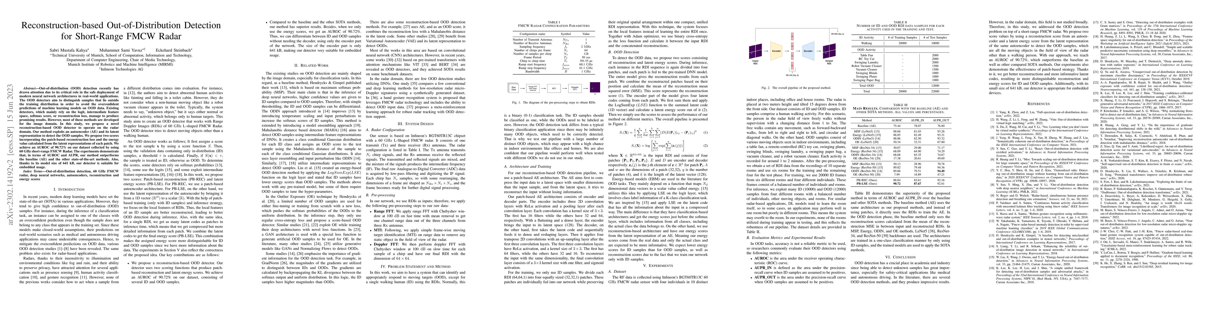 Thumbnail for Reconstruction-based Out-of-Distribution Detection for Short-Range FMCW
  Radar