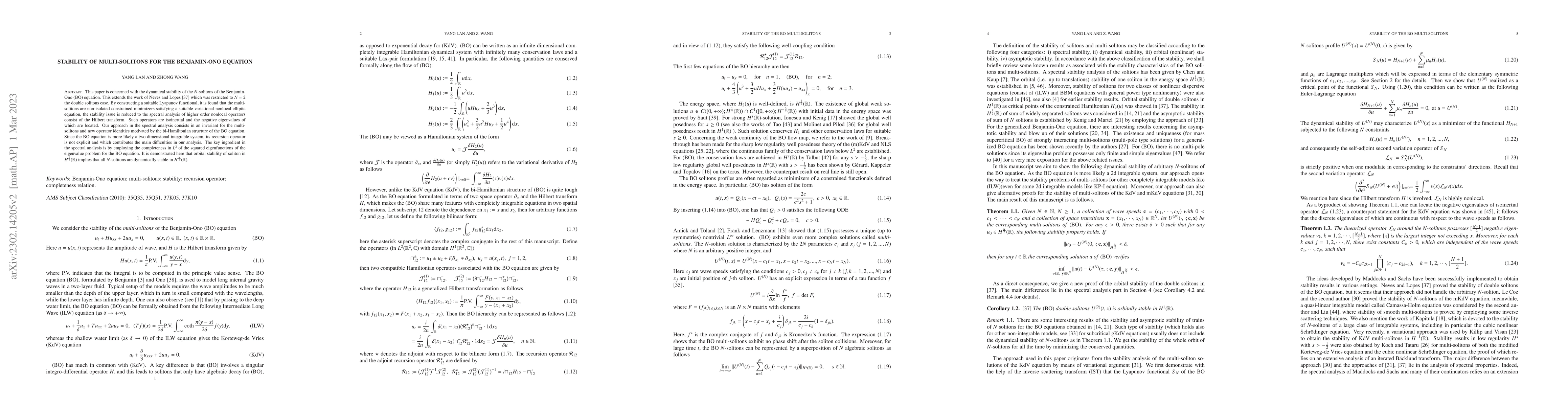 Thumbnail for Stability of multi-solitons for the Benjamin-Ono equation