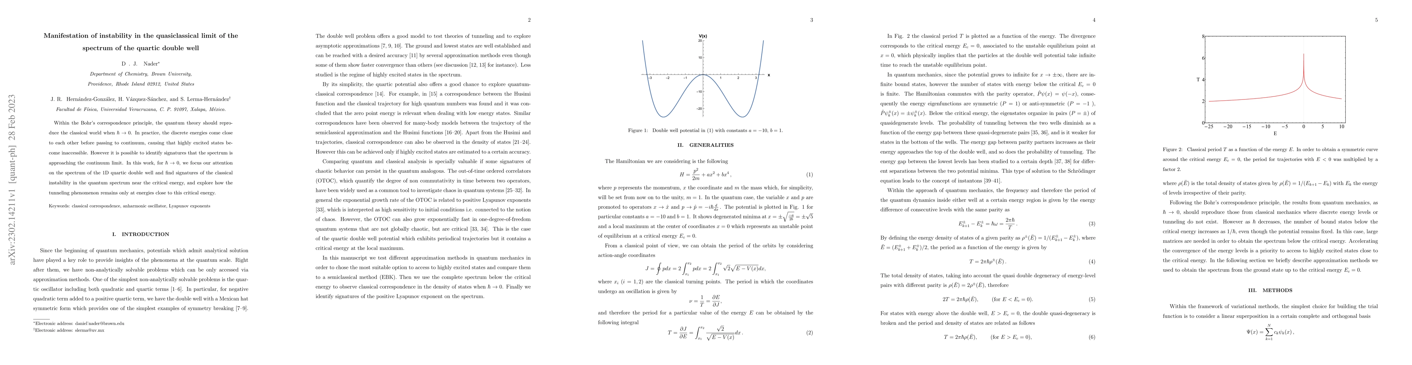 Thumbnail for Manifestation of instability in the quasiclassical limit of the spectrum
  of the quartic double well