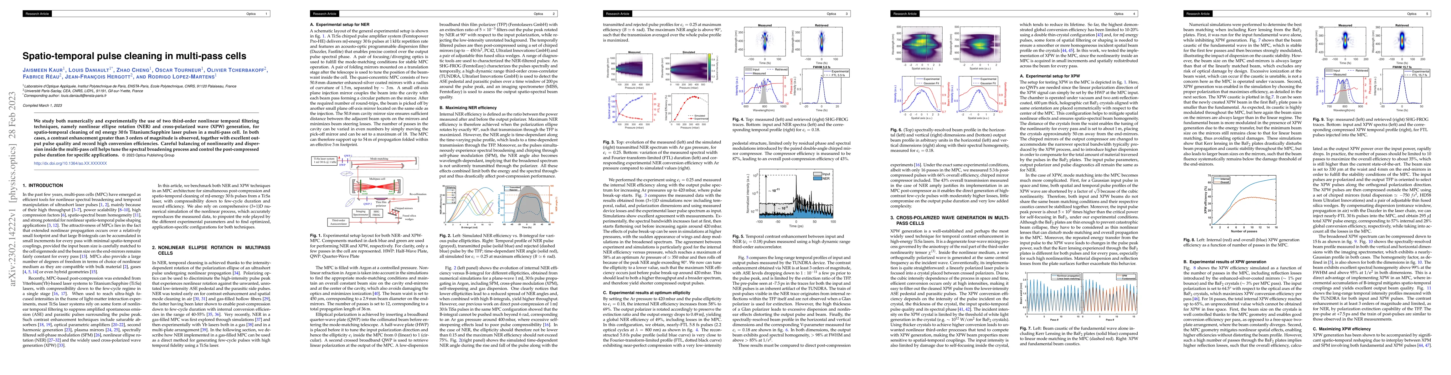 Thumbnail for Spatio-temporal pulse cleaning in multi-pass cells