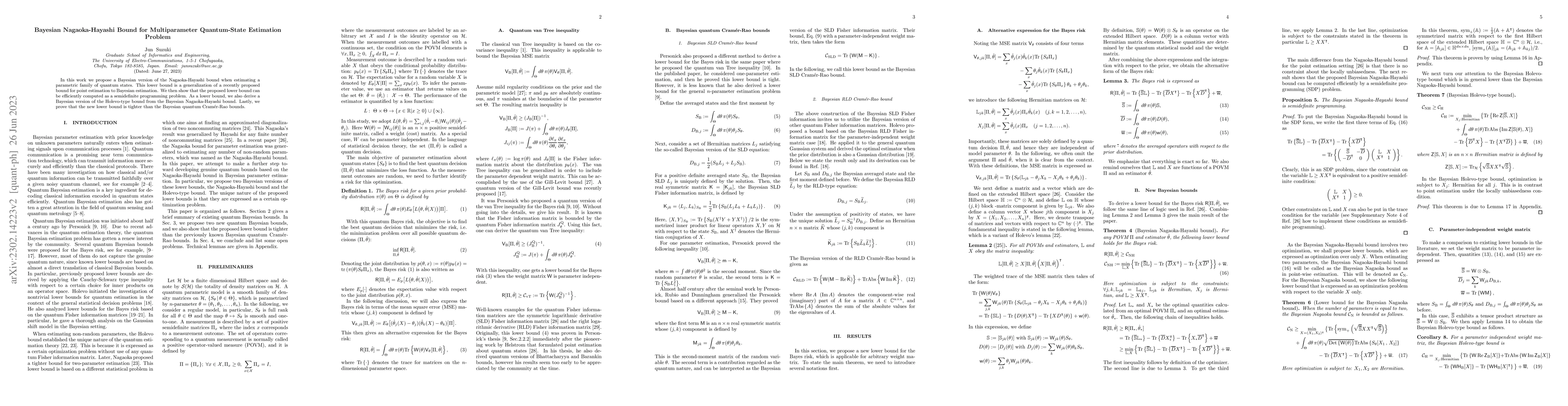 Thumbnail for Bayesian Nagaoka-Hayashi Bound for Multiparameter Quantum-State
  Estimation Problem
