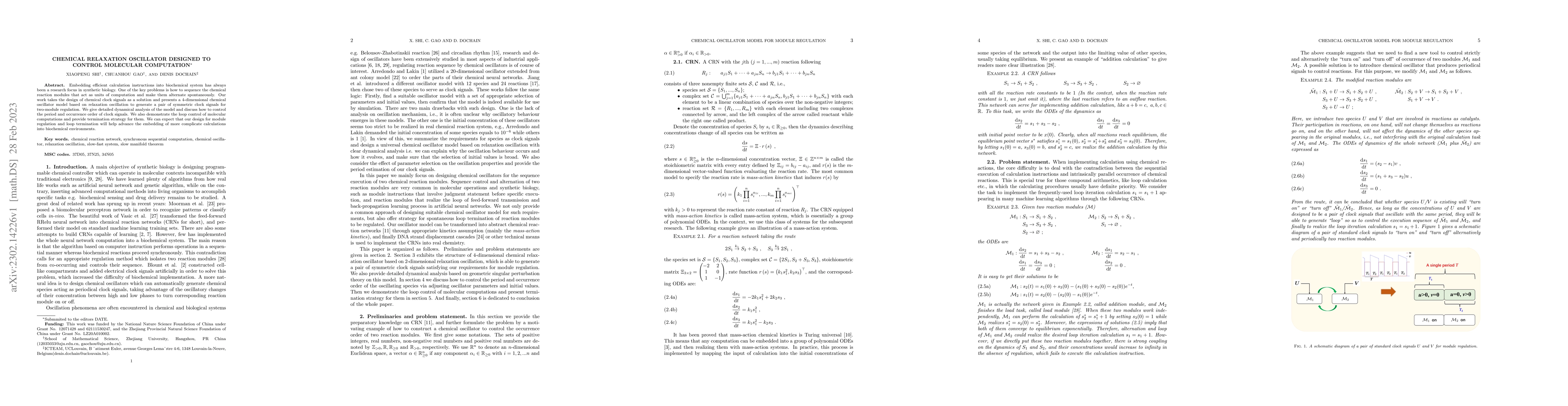 Thumbnail for Chemical relaxation oscillator designed to control molecular computation
