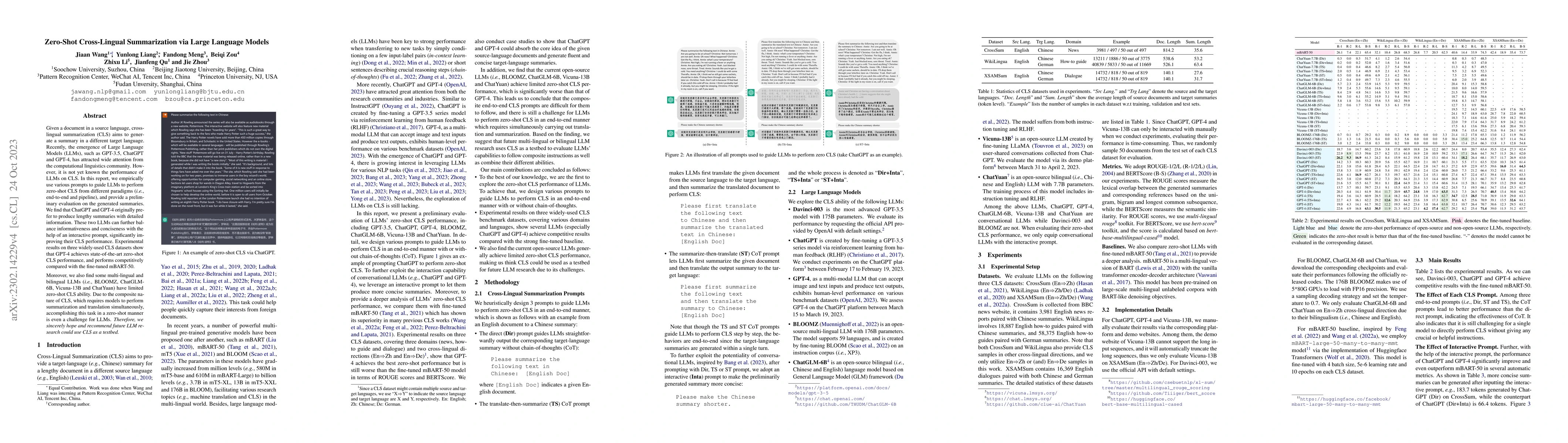 Thumbnail for Zero-Shot Cross-Lingual Summarization via Large Language Models