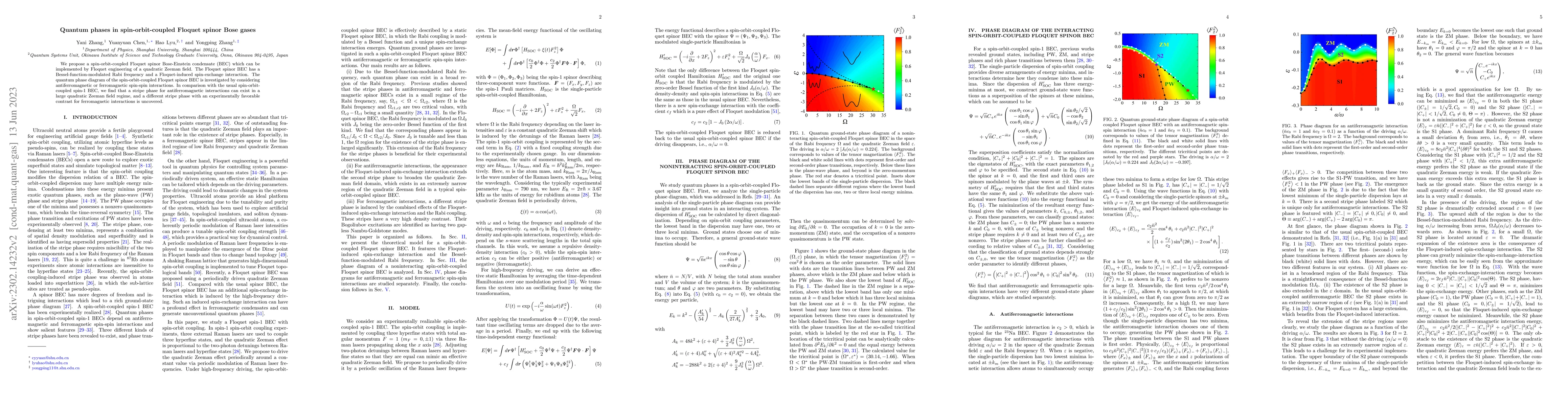 Thumbnail for Quantum phases in spin-orbit-coupled Floquet spinor Bose gases