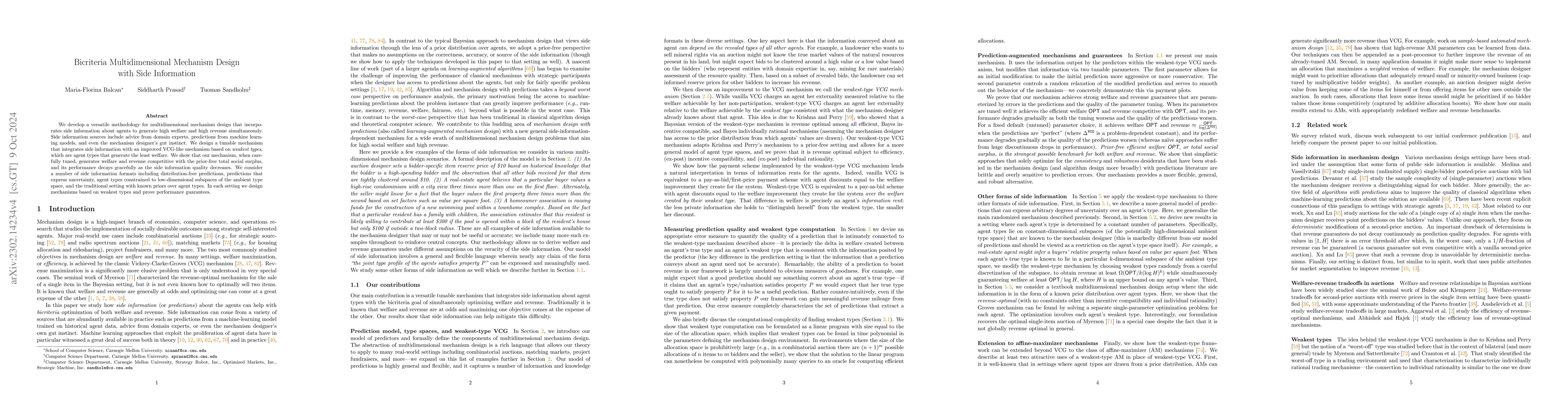 Thumbnail for Bicriteria Multidimensional Mechanism Design with Side Information