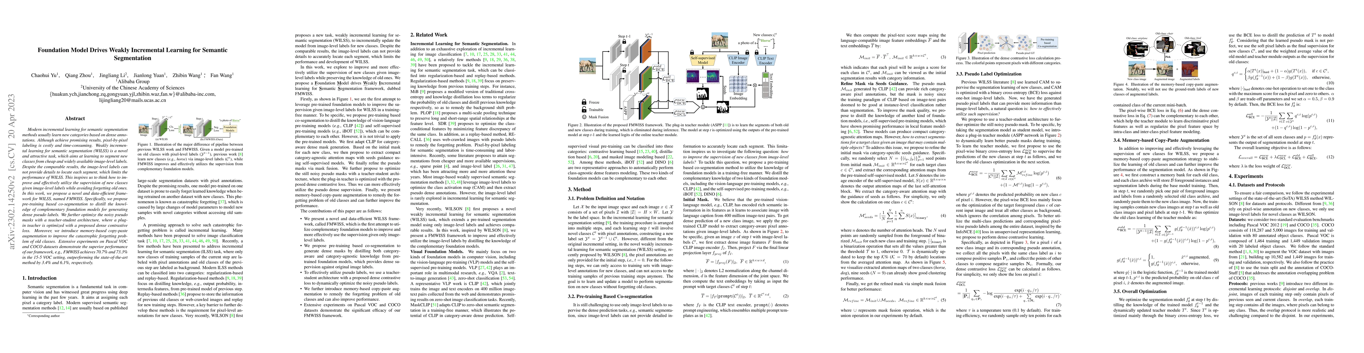 Thumbnail for Foundation Model Drives Weakly Incremental Learning for Semantic
  Segmentation