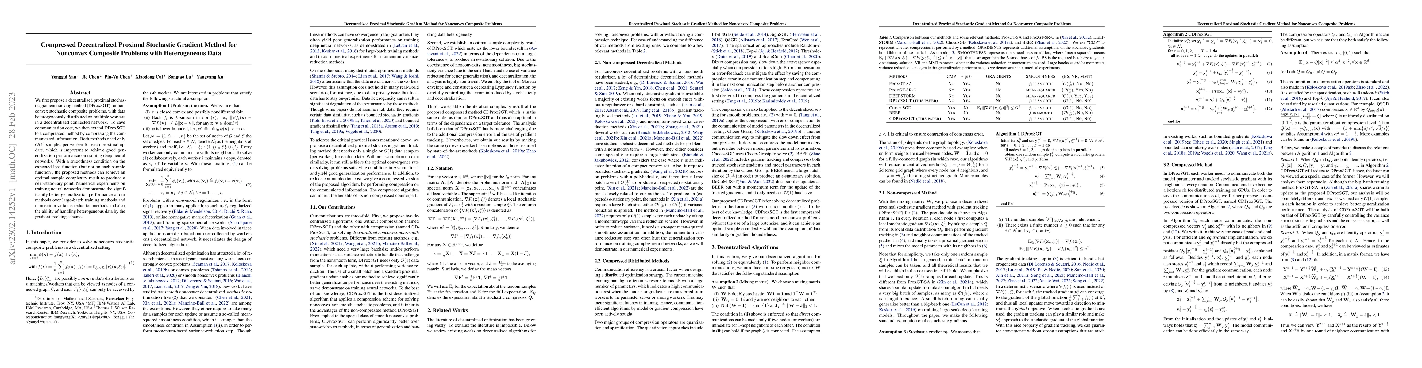 Thumbnail for Compressed Decentralized Proximal Stochastic Gradient Method for
  Nonconvex Composite Problems with Heterogeneous Data
