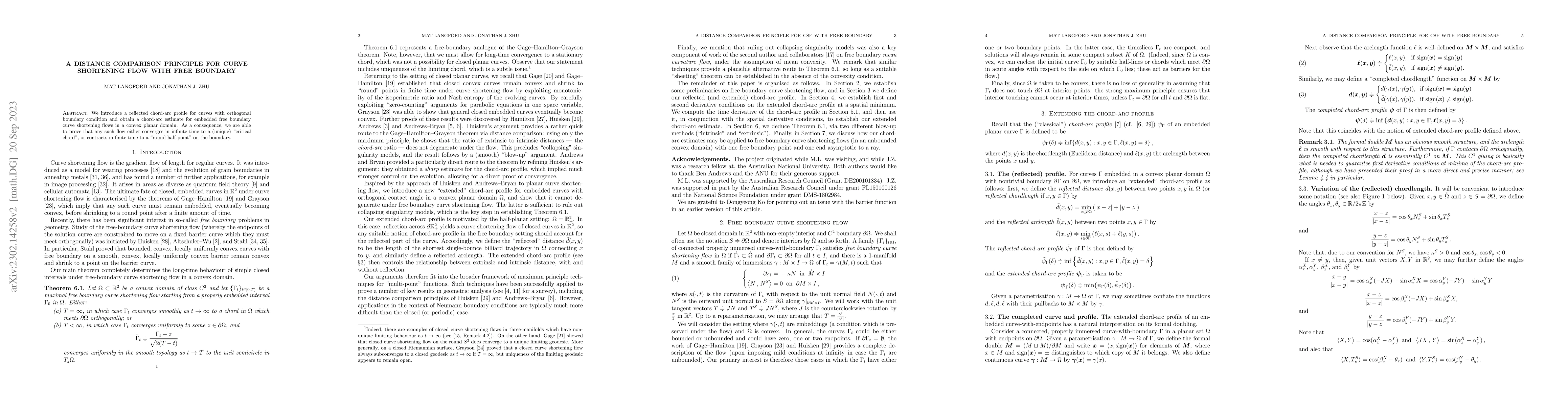 Thumbnail for A distance comparison principle for curve shortening flow with free
  boundary