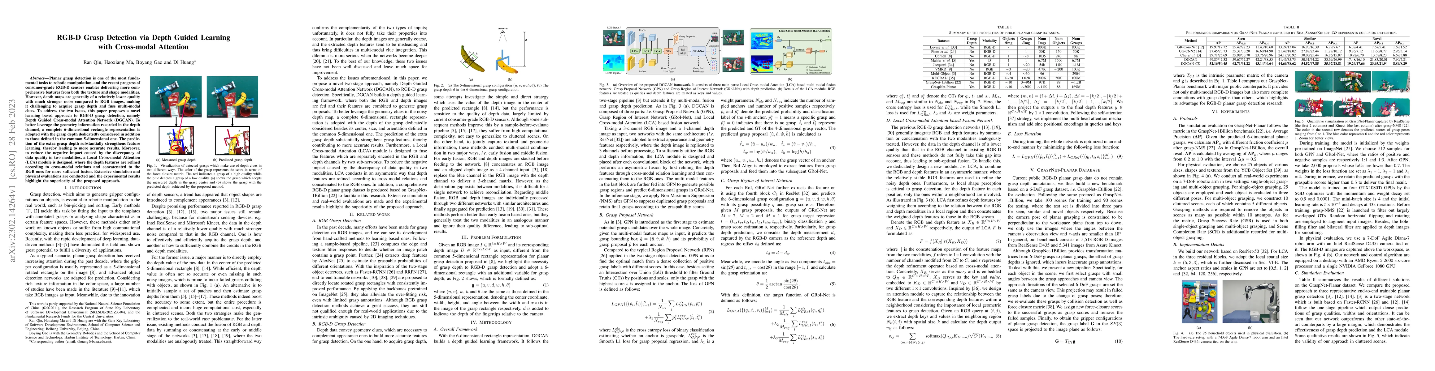 Thumbnail for RGB-D Grasp Detection via Depth Guided Learning with Cross-modal
  Attention