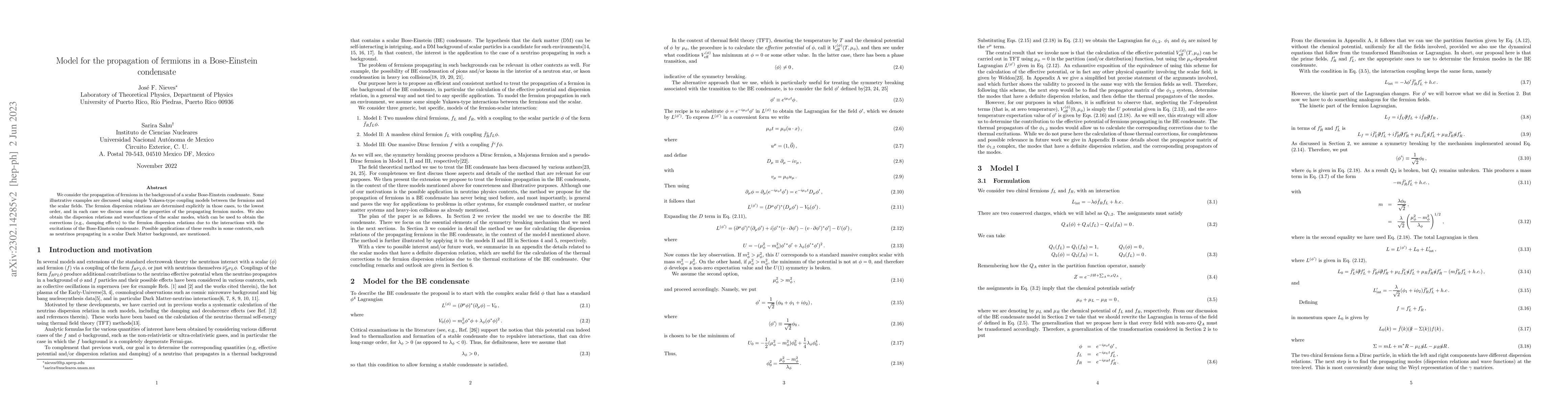 Thumbnail for Model for the propagation of fermions in a Bose-Einstein condensate