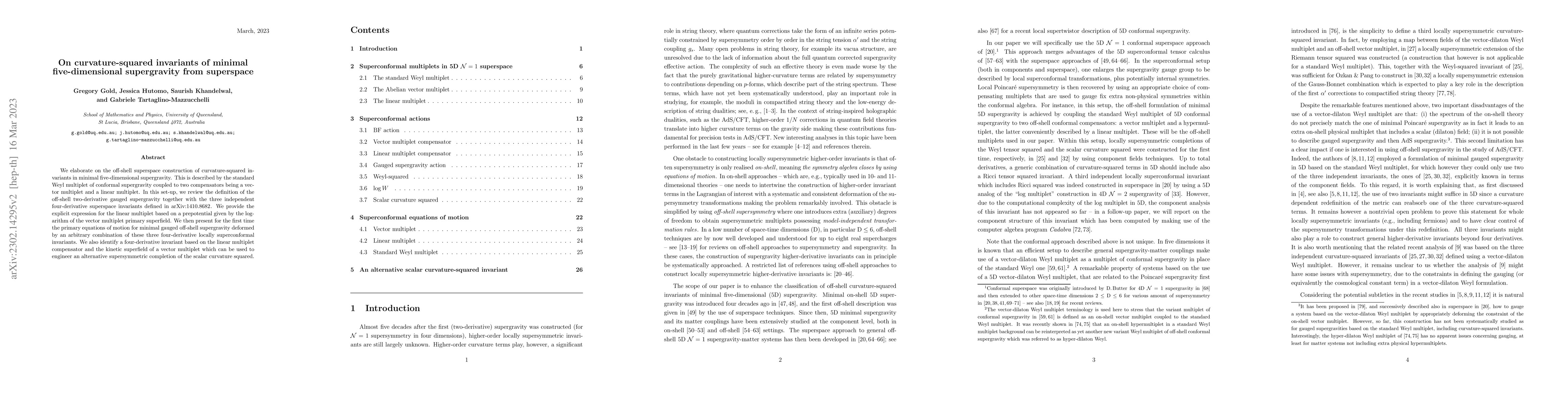 Thumbnail for On curvature-squared invariants of minimal five-dimensional supergravity
  from superspace