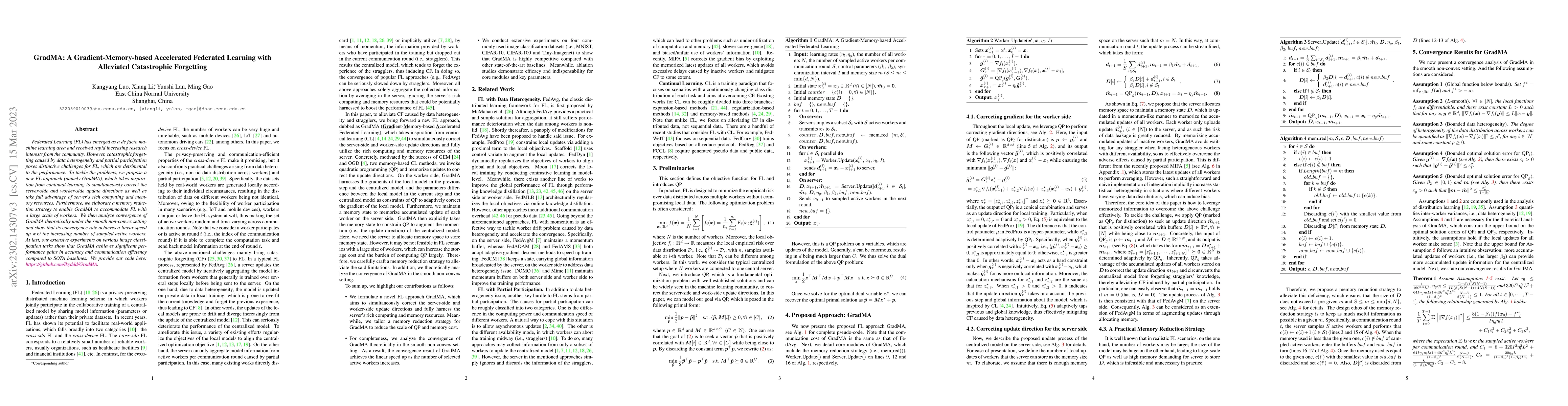Thumbnail for GradMA: A Gradient-Memory-based Accelerated Federated Learning with
  Alleviated Catastrophic Forgetting