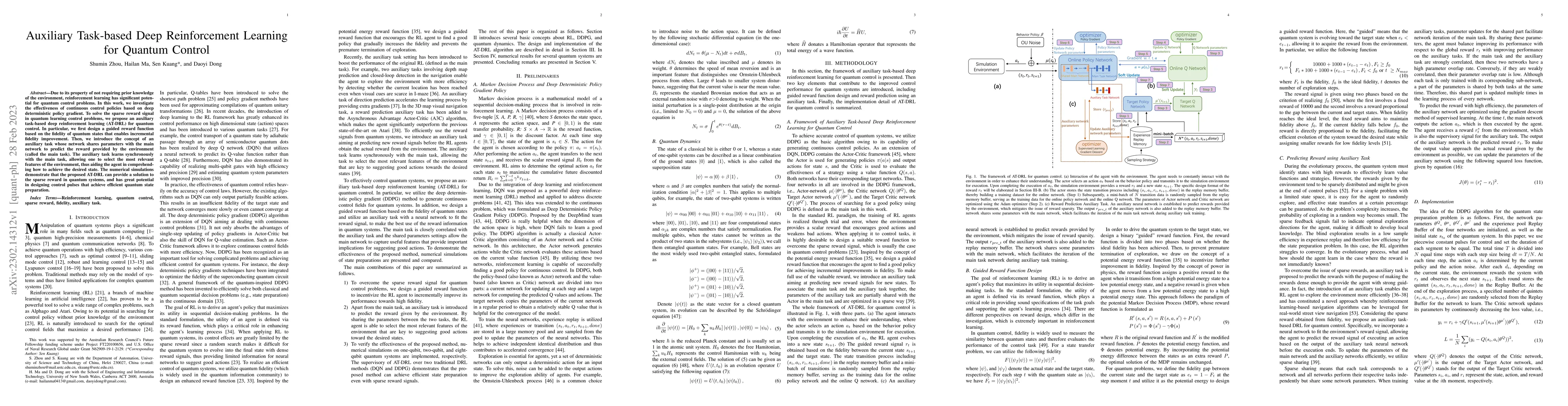 Thumbnail for Auxiliary Task-based Deep Reinforcement Learning for Quantum Control