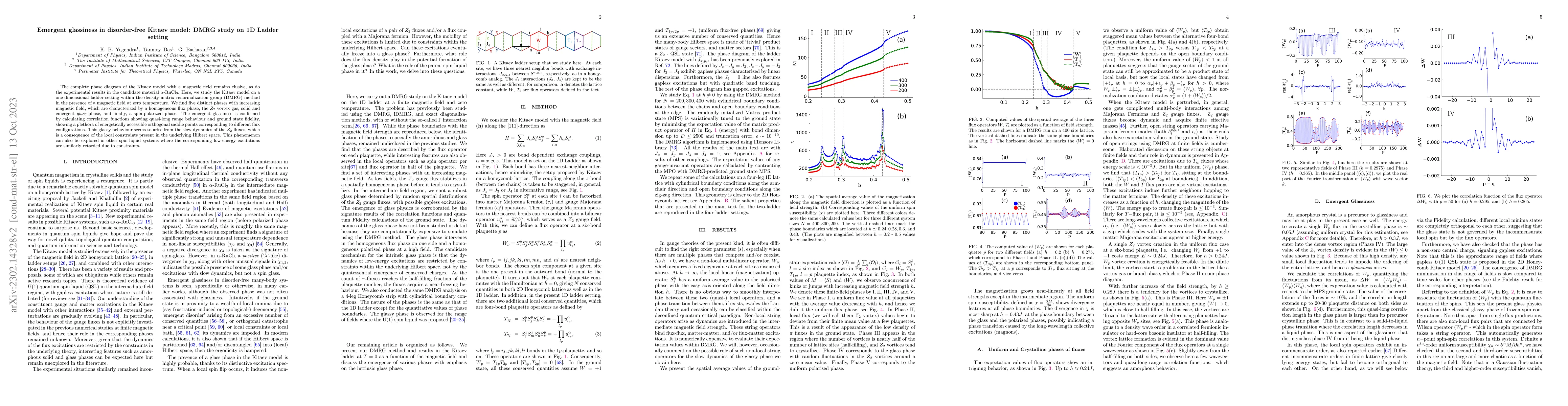 Thumbnail for Emergent glassiness in disorder-free Kitaev model: Density matrix
  renormalization group study on a one-dimensional ladder setting